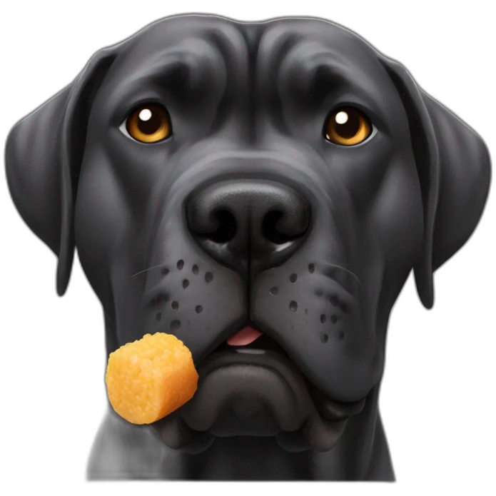 the cane corso dog licks itself after eating food emoji