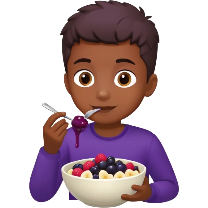 Boy eating acai bowl emoji