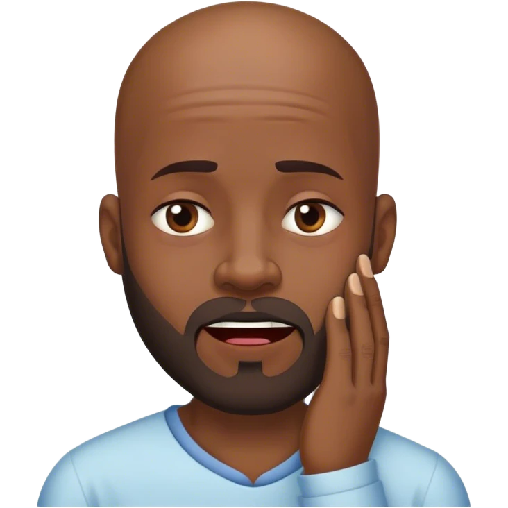 Black bald man with beard toothache emoji