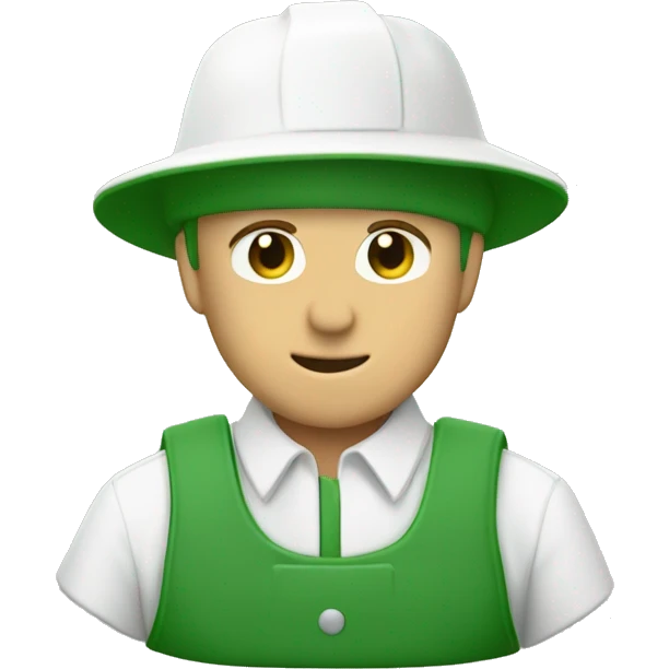 gardener pith helmet jacket white green trees  emoji