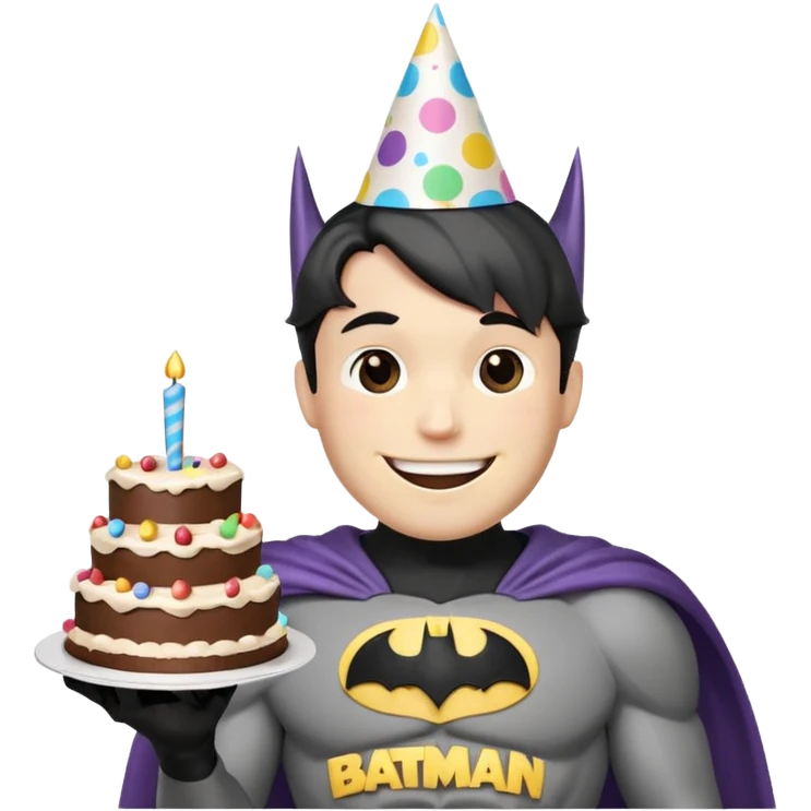 Batman celebrates at a birthday party emoji