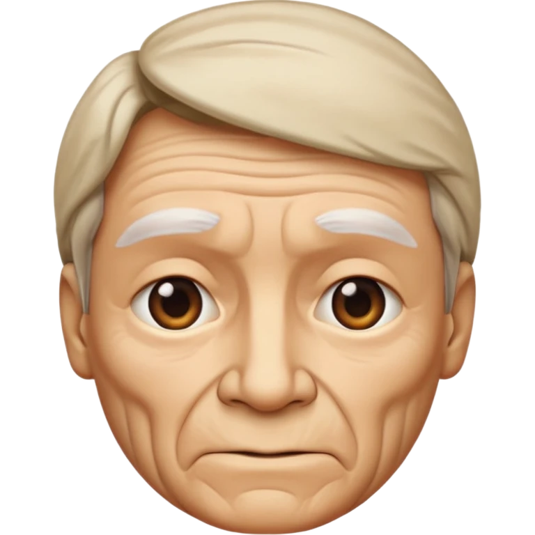 a face with a straight line in between, one side old, one side young  emoji