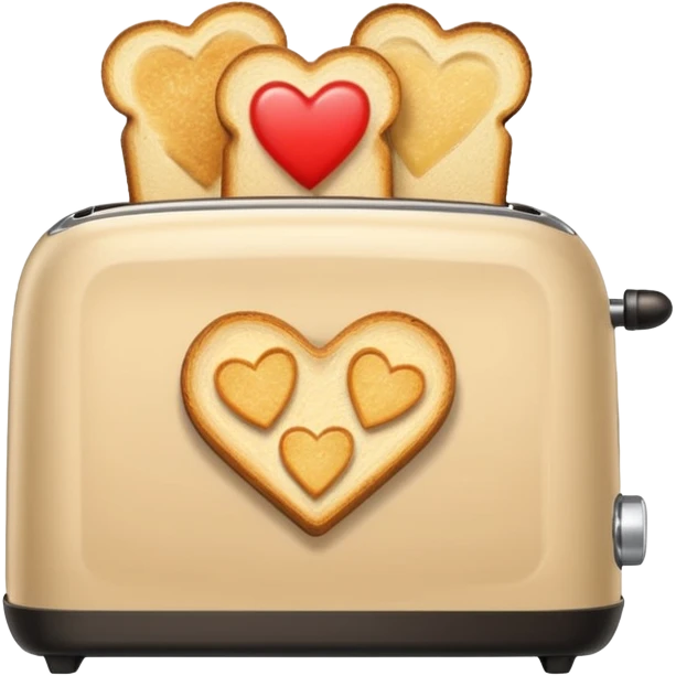 Light Beige heart toaster with toast  emoji