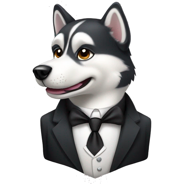 Husky dog wearing tuxedo with mustache  emoji