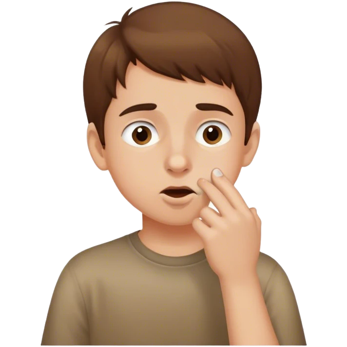 fair skin brown haired boy picking his nose  emoji