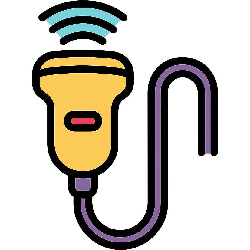 ultrasound probe, color outline icon style, with cable visible emoji