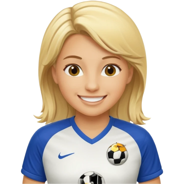 blond soccer girl, smiling, in action emoji