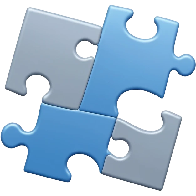Minimal flat-style puzzle piece emoji in blue and grey, professional design for business presentation, clean edges, modern Anaplan-style aesthetic emoji