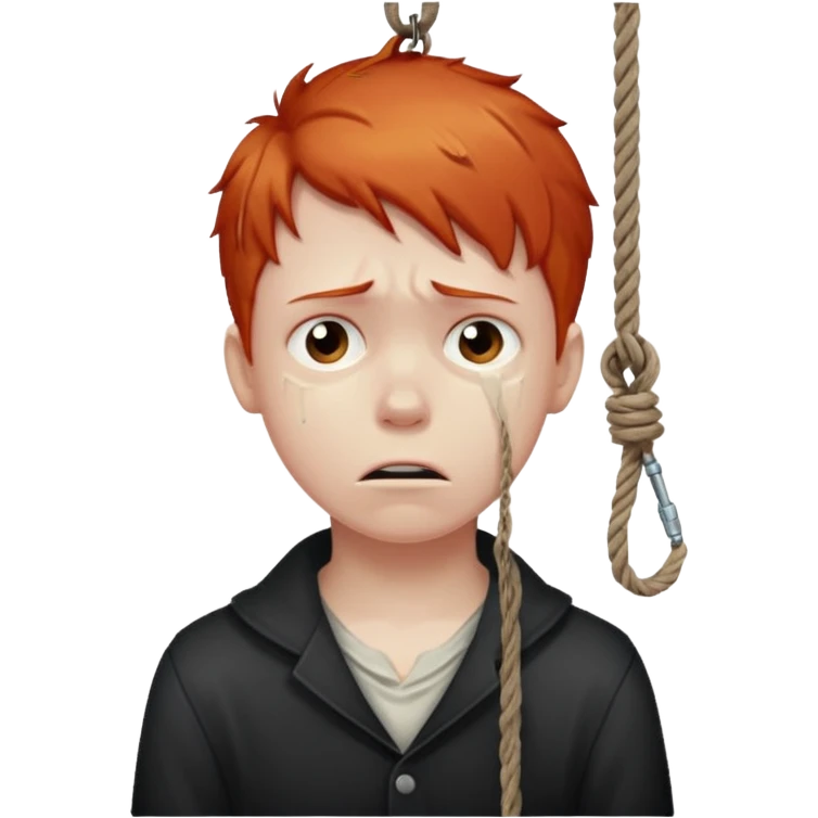 red headed boy hanging by his neck from a noose emoji