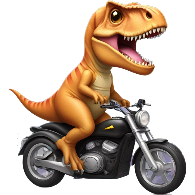 T. rex riding mini motorcycle in a tutu emoji
