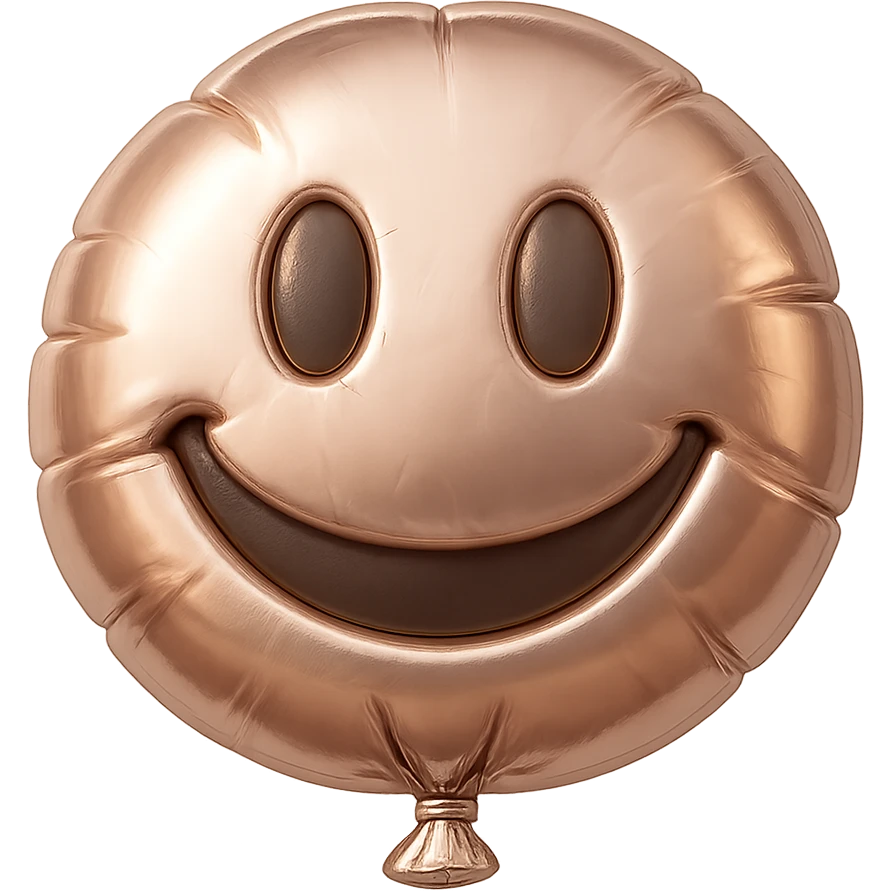 rose gold emoji, balloon style, inflated and shiny emoji