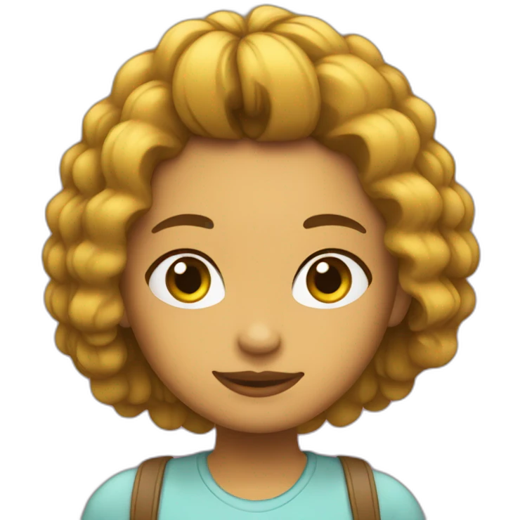 chica con pelo rizo emoji