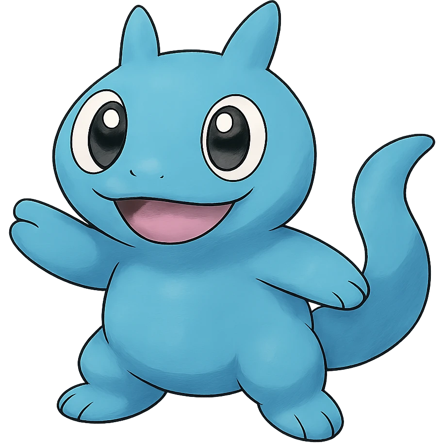playful blue creature with big eyes emoji