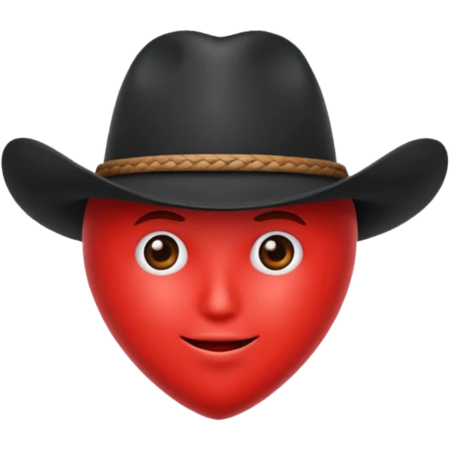 🫀ponle a este corazón un sombrero de vaquero color negro encima emoji