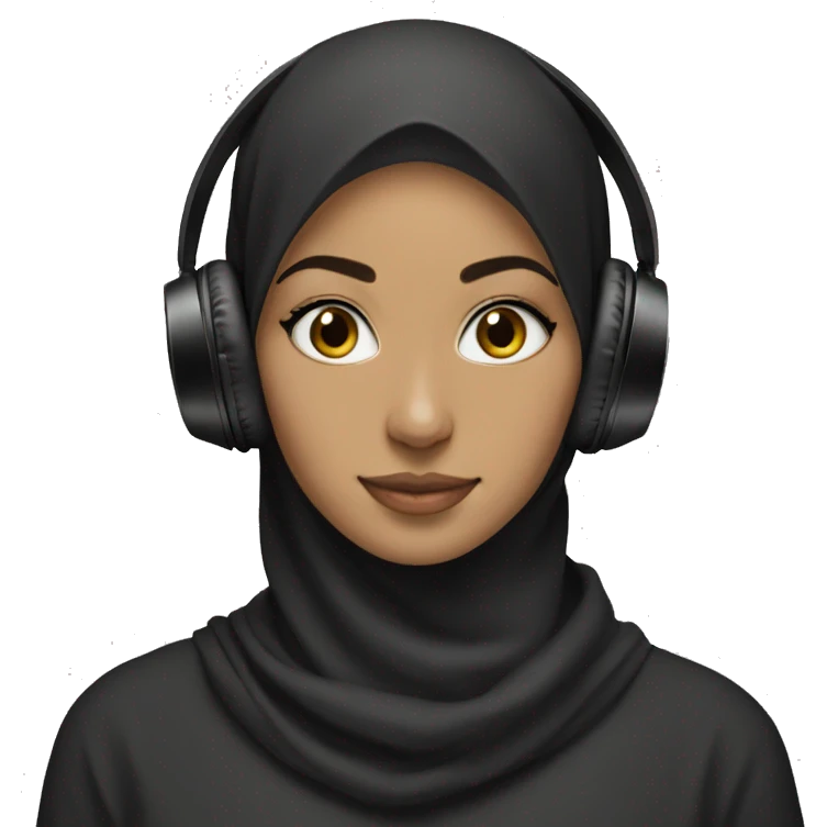 Hijabi with black and white headphone emoji