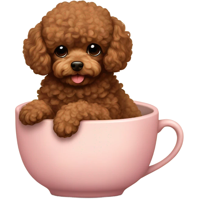 Brown Teacup poodle in a teacup emoji
