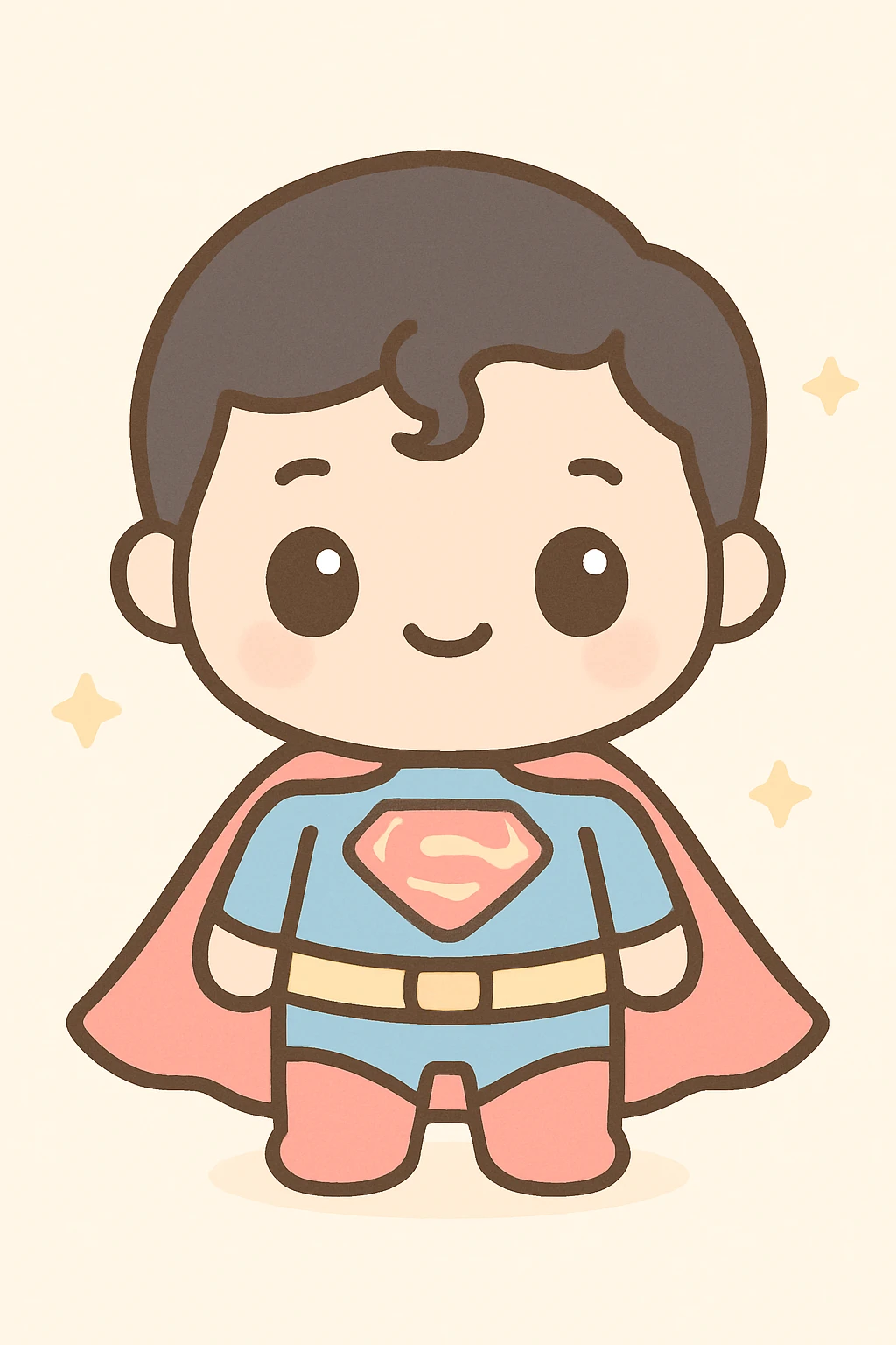 super men in kawaii cartoon style emoji