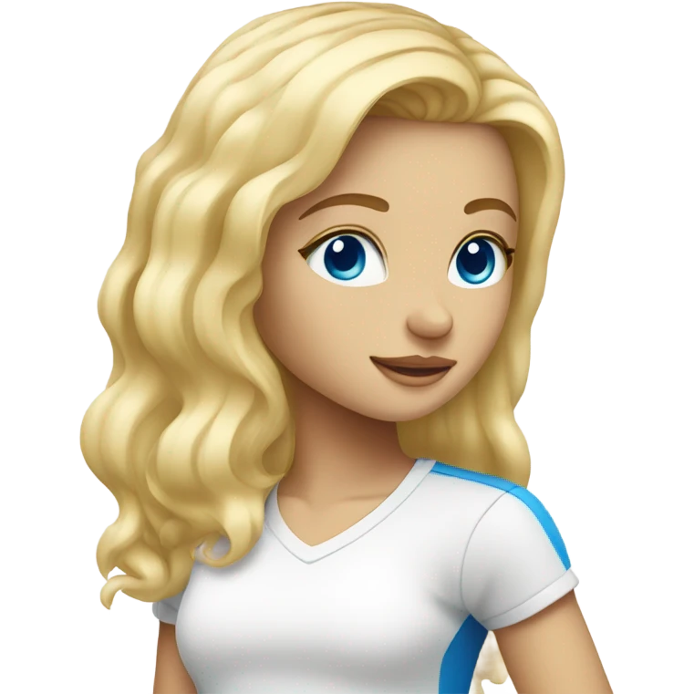 blonde hair girl with blue eyes and white tshirt emoji