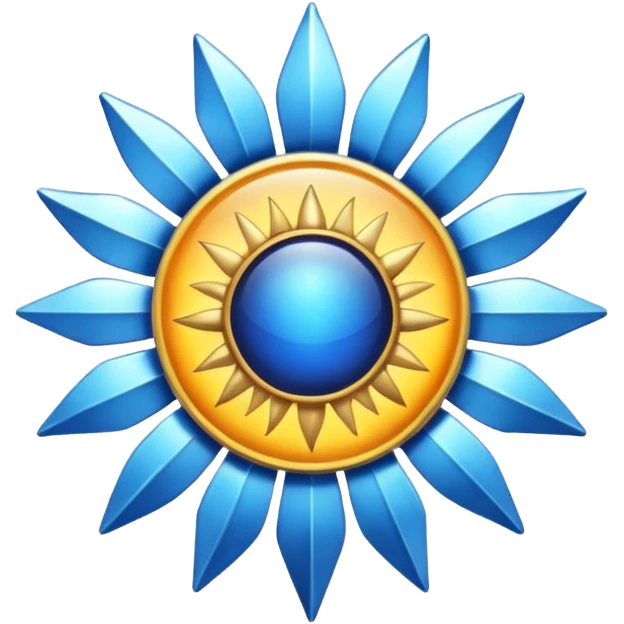 Verified badge with the body of a Sun ☀️ make the color blue and make sure they is no cartoon in it emoji