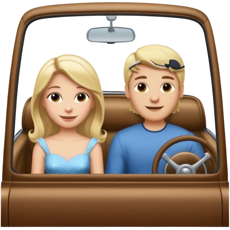 Blonde Passenger princess in car with brunette hair boyfriend emoji