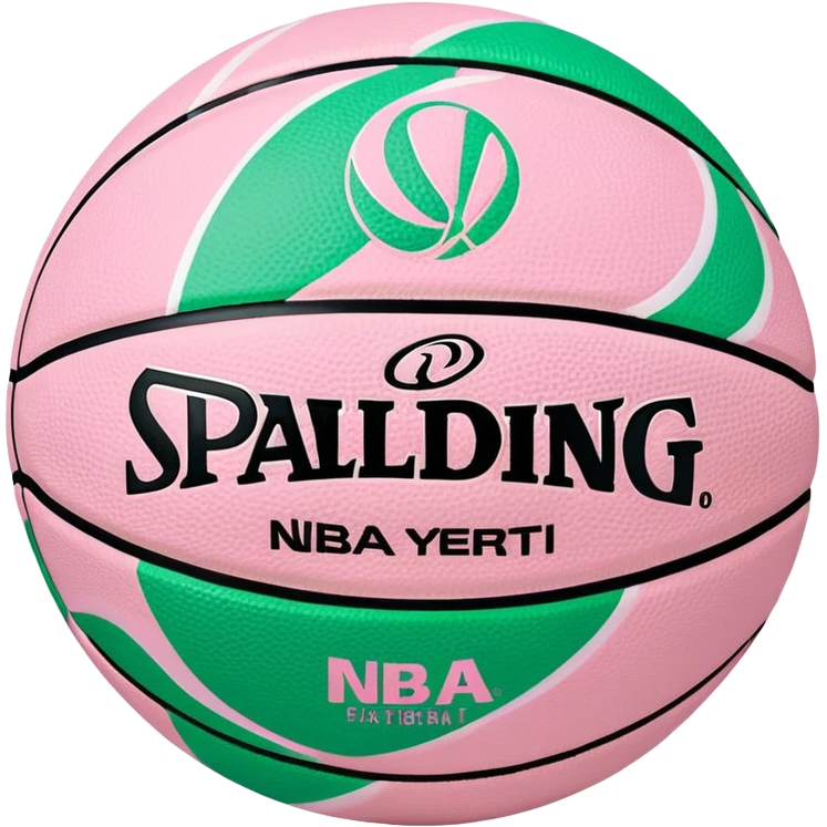 Spalding basketball with NBA logo, white color with pastel pink and green swirls pattern emoji