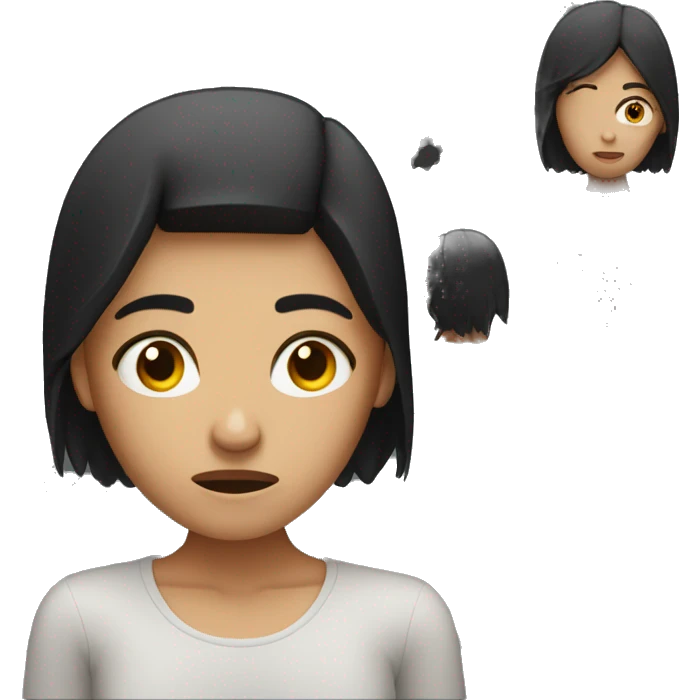 Worried look on a dark haired female  emoji