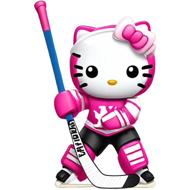 Pink hello kitty as a hockey goalie emoji