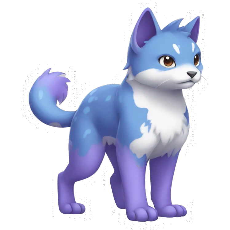 Cute cool purple white blue animal hybrid Fakemon full body emoji