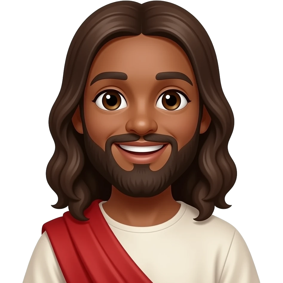 Jesus with black skin being happy emoji