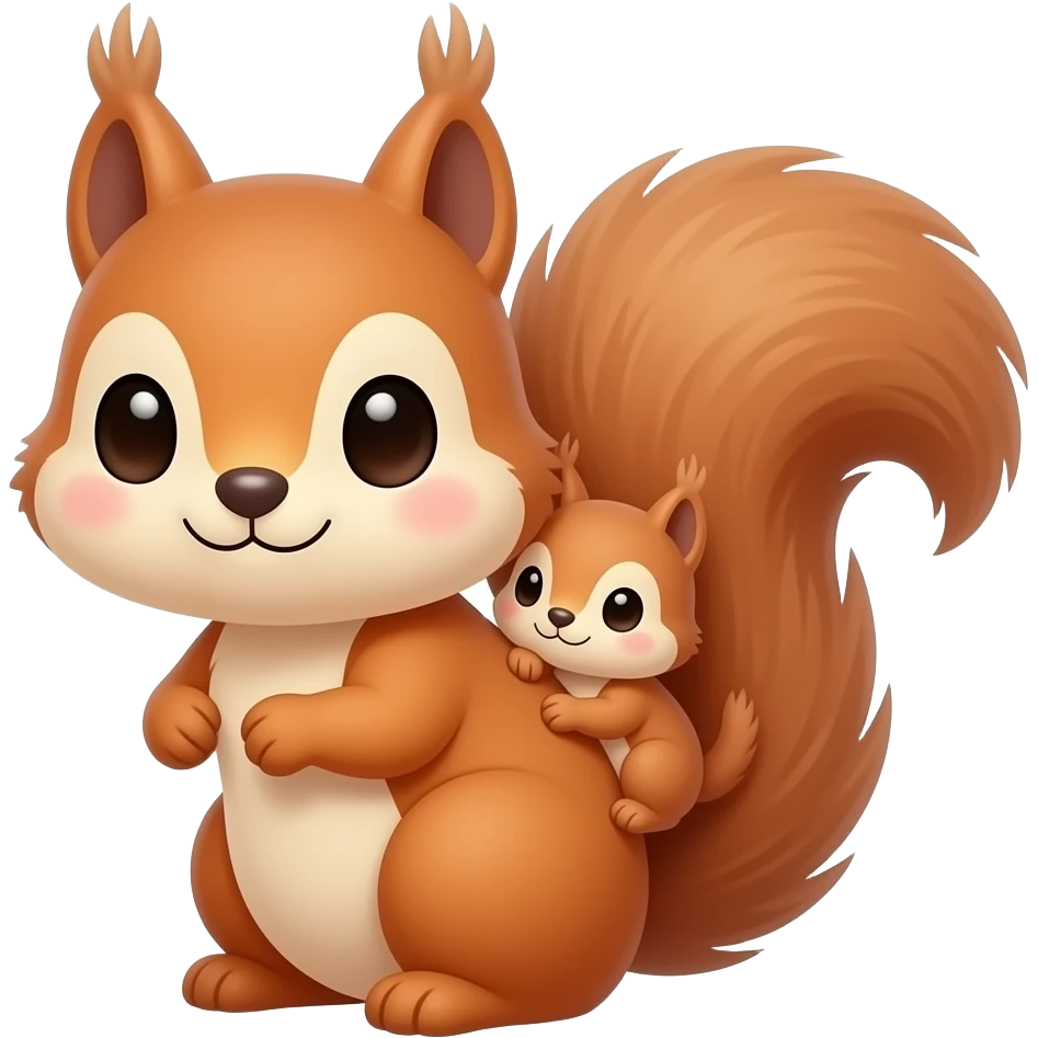una ardilla con su bebe mas kawaii emoji
