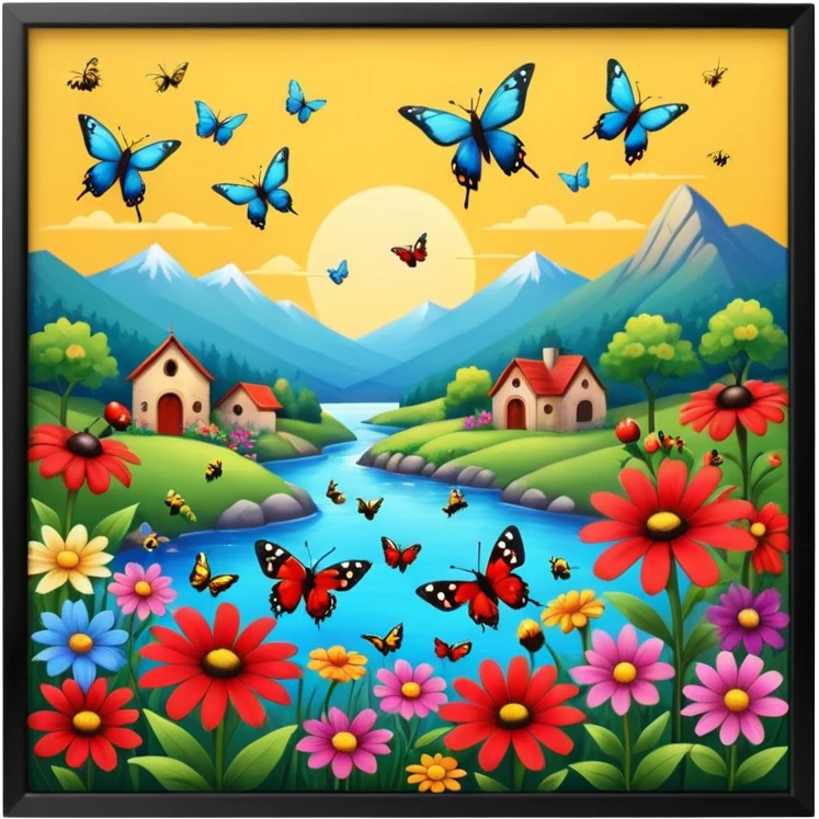 🎨Donde danzan las mariposas y los colibrís y entre las 💐flores y la 🏞️naturaleza las 🐝abejas bebiendo el néctar de las flores polinizando the 🐞ladybug rojo divino entre los jardines de pintorescos y majestuosos colores emoji