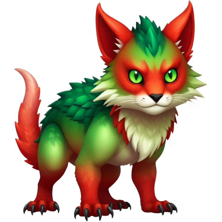 Cool Edgy Green-Red-gradient badass Fionbri-Vernid-Trico-animal-creature full bodyd emoji