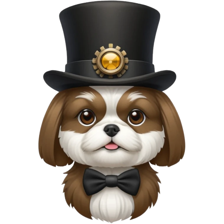 Shitzu black and white with top hat /steampunk emoji