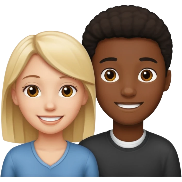 A black boy with a white Girl  emoji