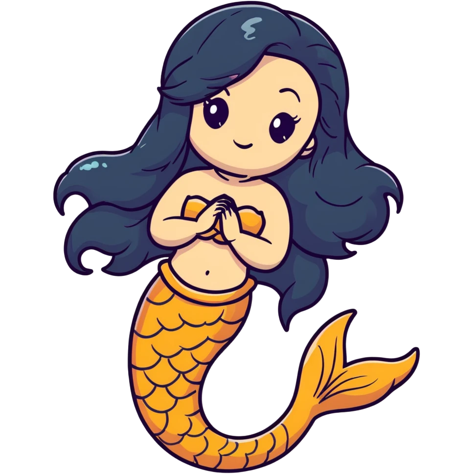 koi mermaid with tanned skin and long black hair emoji