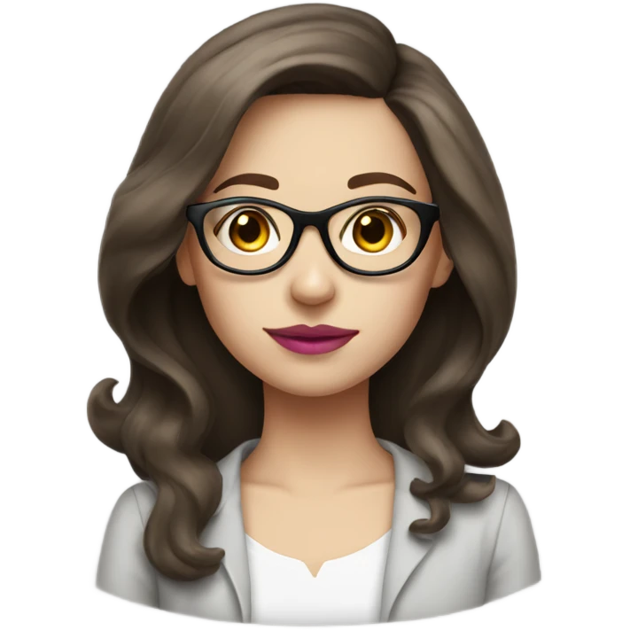 pale Brunette girl with glasses with pink lips emoji