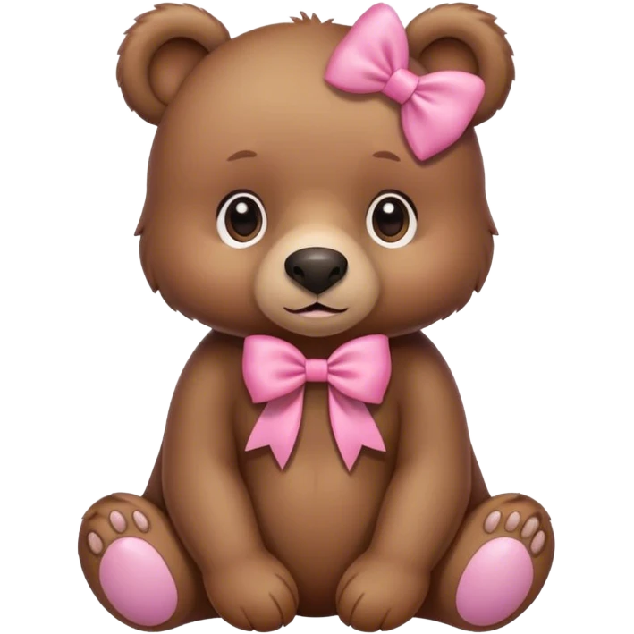 Cute brown bear with a pink bow sitting down emoji