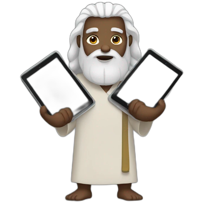 Moses holding two iPads emoji