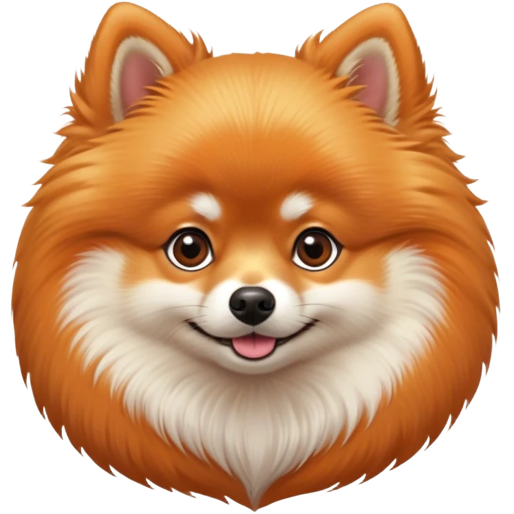 Cinematic Cute Orange Pomeranian Portrait Emoji, Head tilted playfully and inquisitively, showcasing a luxurious, fluffy orange coat with a natural sheen, round, sparkling brown eyes filled with curiosity, Simplified yet irresistibly adorable features, highly detailed, glowing with a warm, friendly glow, high shine, affectionate and lively, stylized with a touch of whimsy, bright and endearing, soft glowing outline, capturing the essence of a mischievous yet loving pup, so playful it feels like it could scamper out of the screen and into your arms! emoji