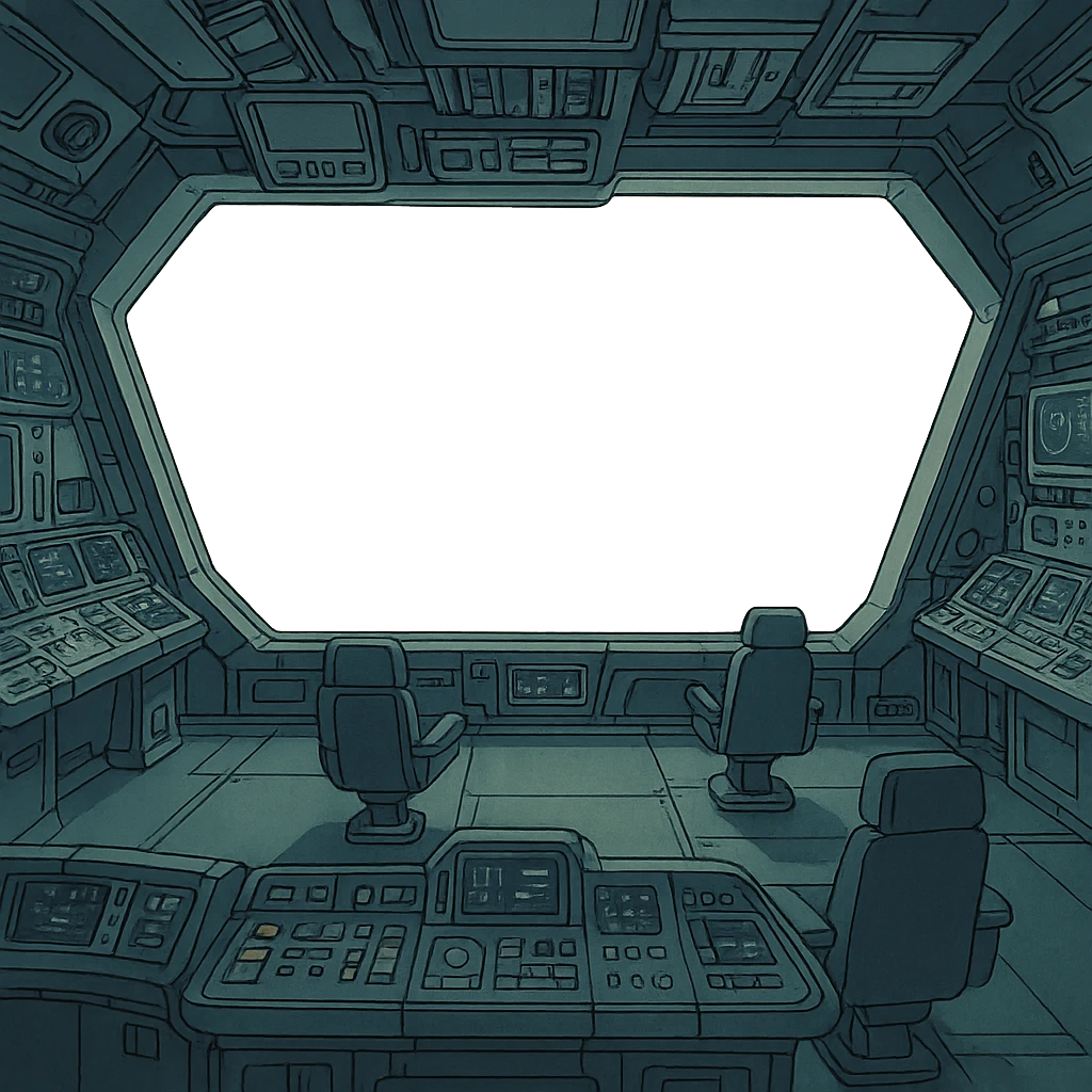 a sophisticated starcruiser command deck viewing port, the viewscreen is alpha-transparent emoji