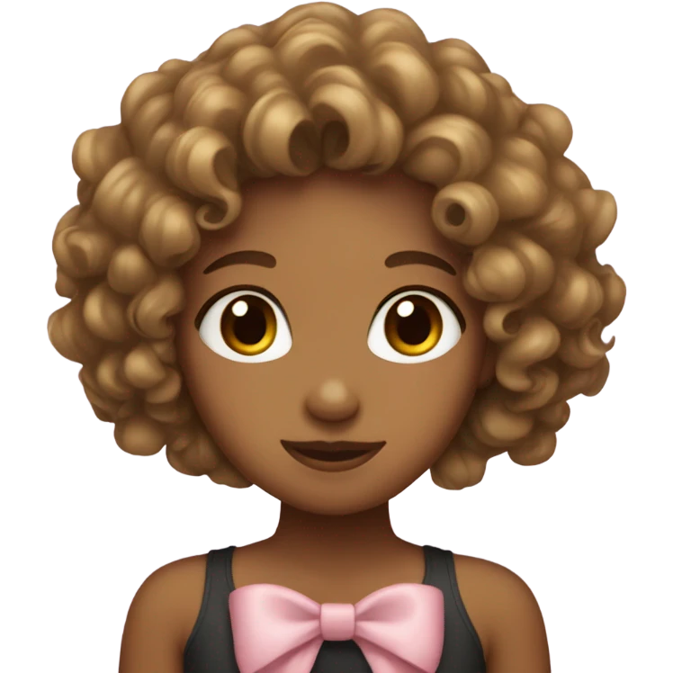 A light brown girl with curly hair and a bow  emoji