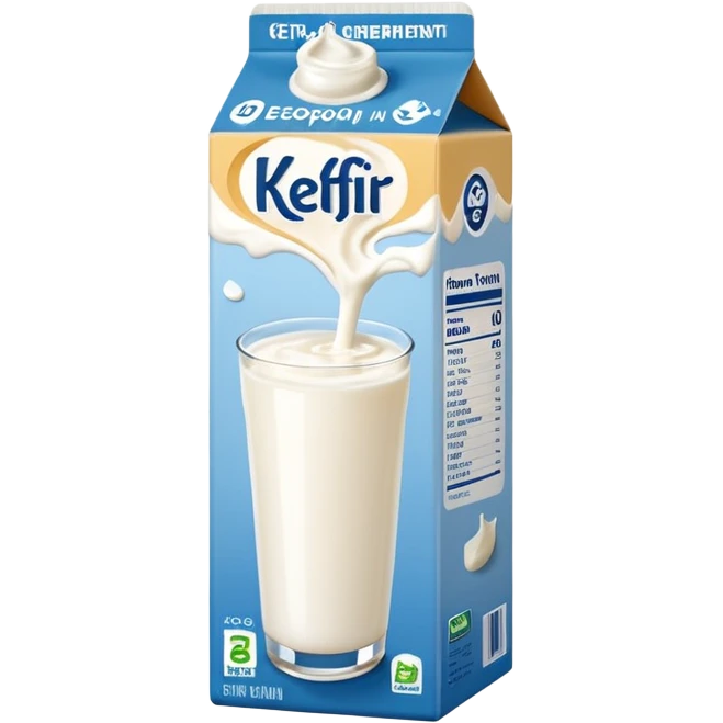 Fermented drinkable yoghurt-milk drink kefir in a tall carton   emoji