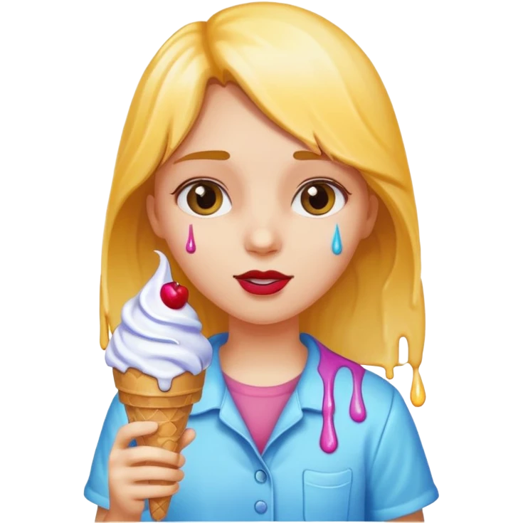 greedy girl holding ice cream emoji