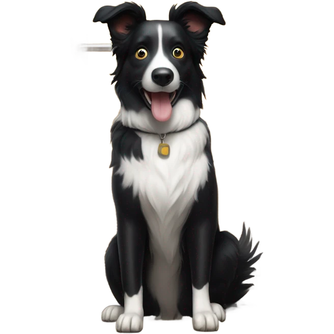 black border collie mix calling hotel room service emoji
