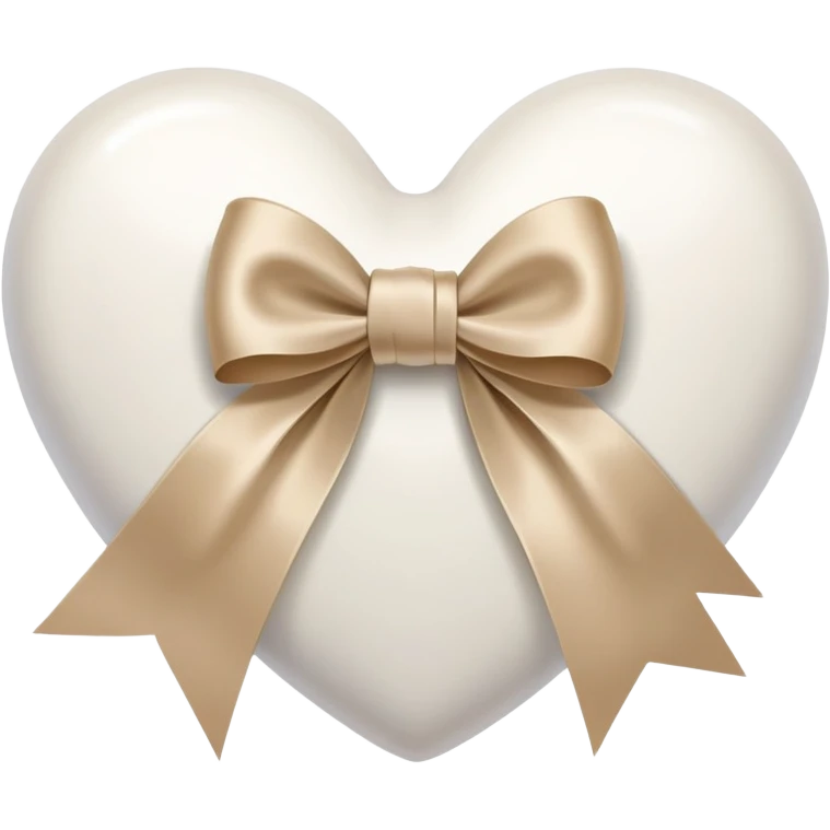 white heart with beige bow emoji