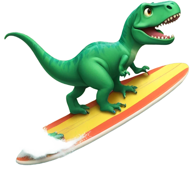 Trex riding a surfboard  emoji
