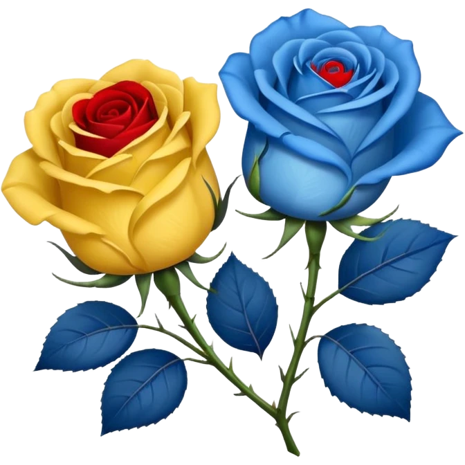 One Yellow 🌹 and one blue flower 🌹 on with red band  emoji