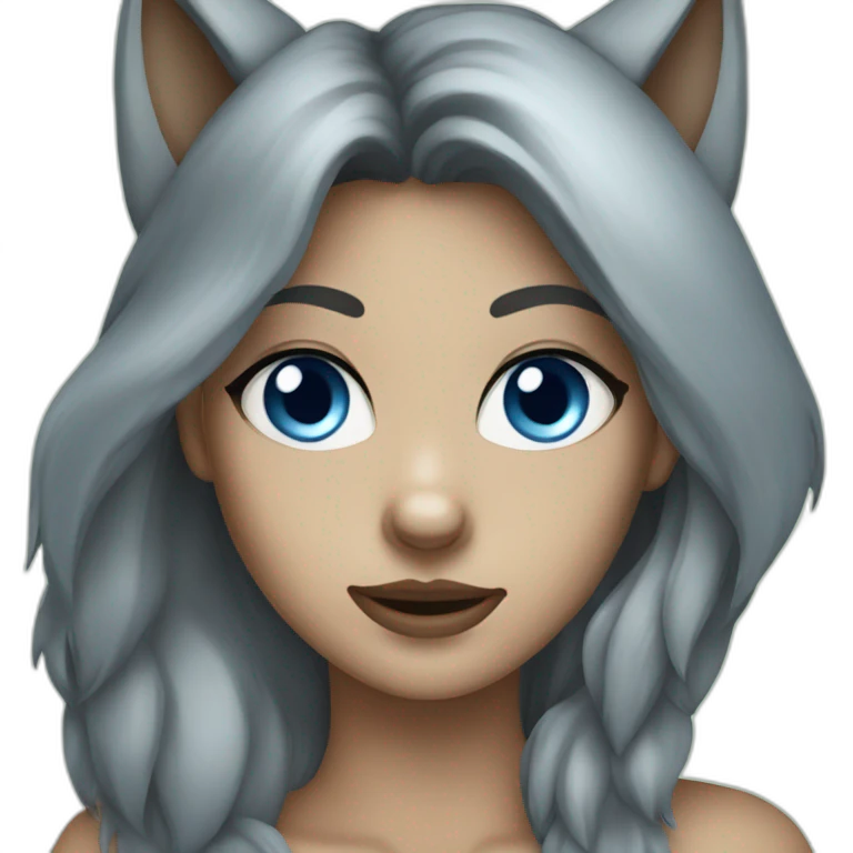 dark female gray wolf blue eyes  emoji