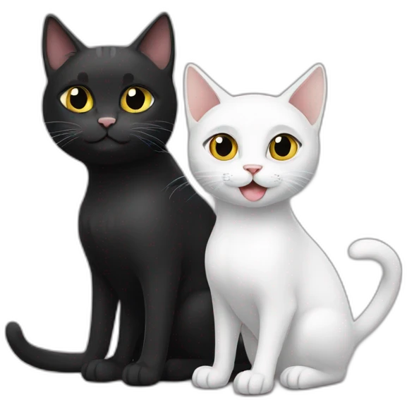black cat and white cat emoji