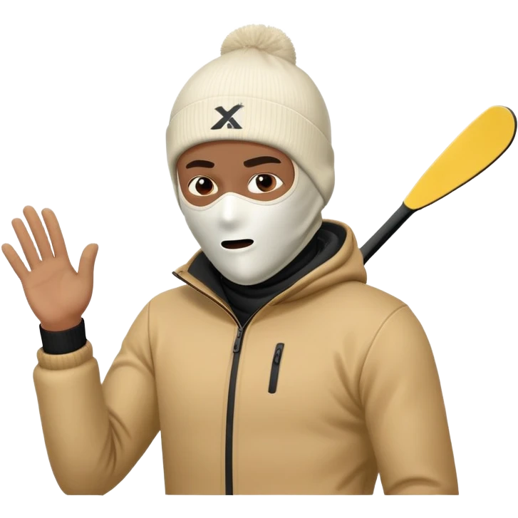 man with ski mask throwing up 4kt emoji